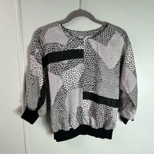 Vintage Naturally Yours Made for Liberty House Petite Top In Black and White